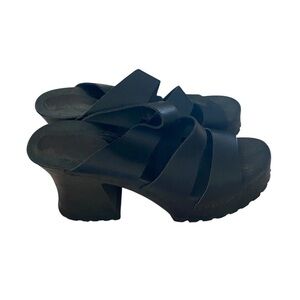 Vintage Y2k 90s Stylish Black Chunky Platform heels by The Leather collection